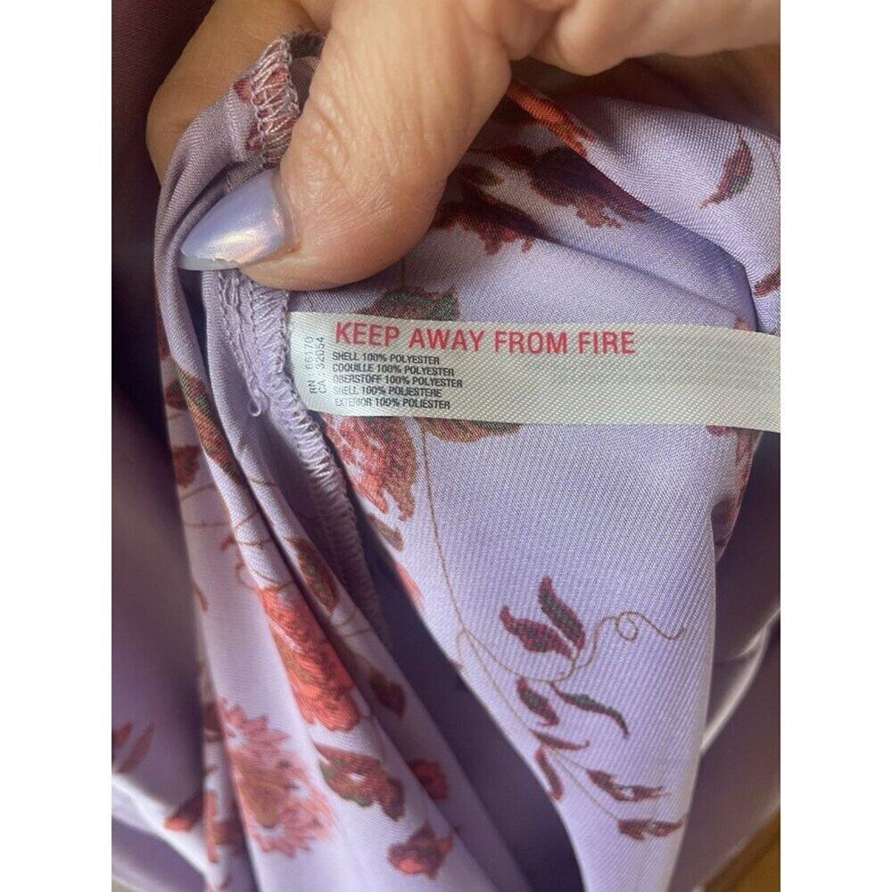 Free People Intimately On My Own Printed Dress Purple Satin Floral Maxi Medium - Picture 9 of 11